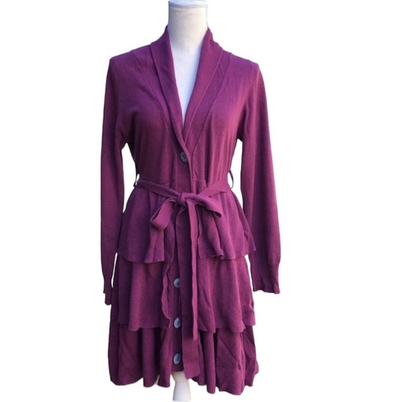 Matilda Jane Sweaters - Matilda Jane Character Counts Tiered Ruffled Cardigan Purple Women’s Size Small